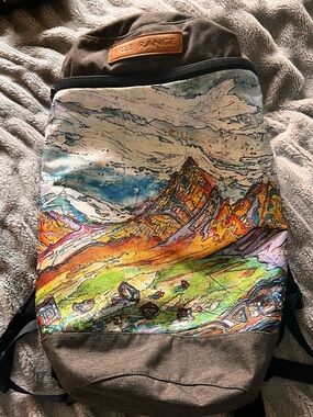 Multicolor Mountain Print Backpack - Men